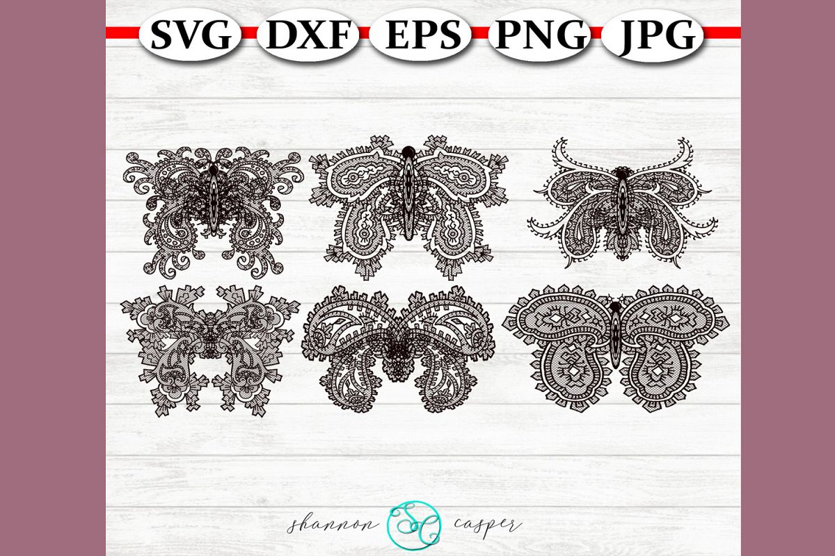 Lace Paisley Butterflies SVG Bunde example image 1