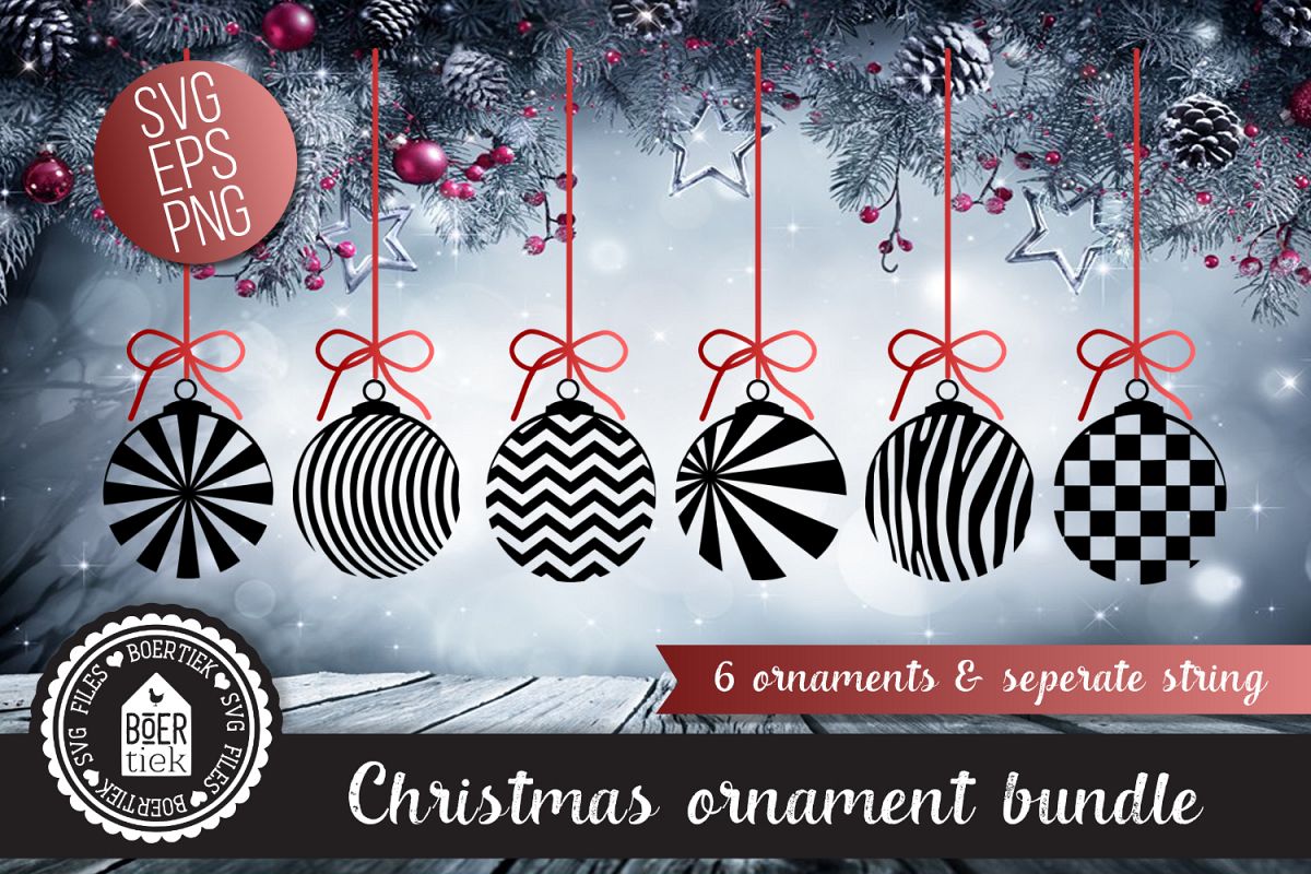 Download Christmas Ornament Bundle 6 Ornaments Seperate String Svg