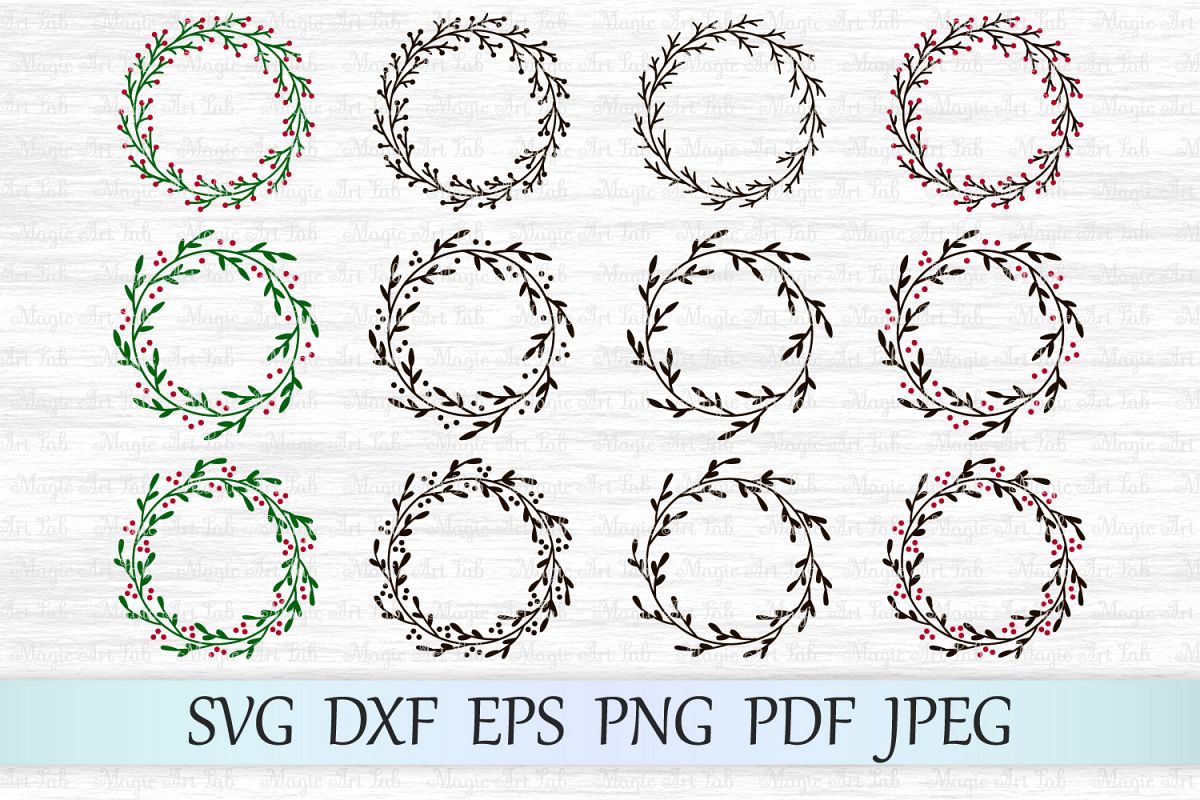 Christmas wreath svg, Christmas svg, Holly wreath svg