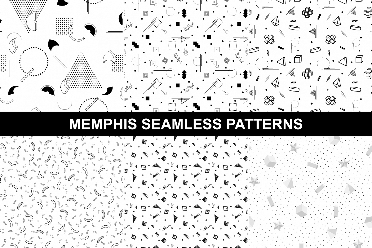 Memphis seamless patterns. example image 1