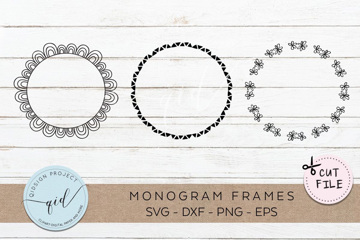 Doodle Monogram Frames SVG DXF PNG EPS example image 1