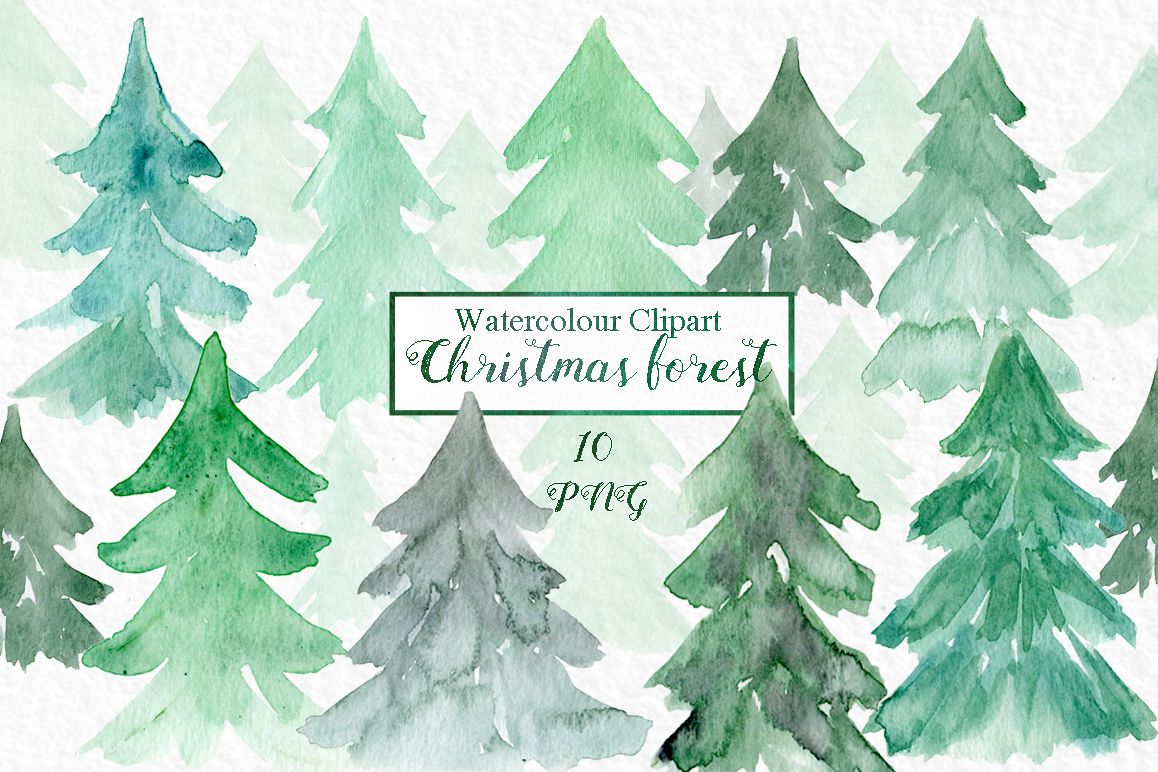 Watercolour christmas forest clipart , forest clipart example image 1