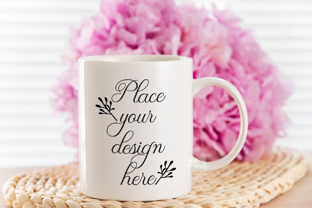 Coffee mug mock wedding spring mug white cup floral mock example image 1