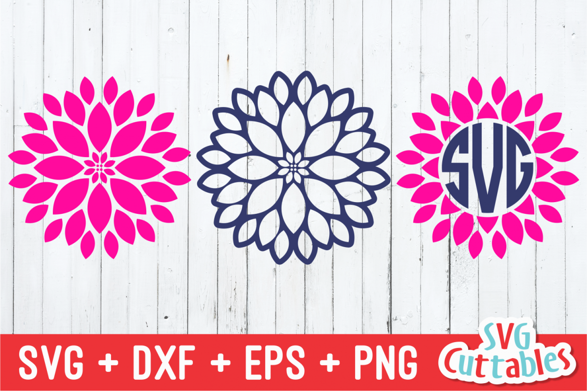 Dahlia Flower | Floral SVG Cut File (220634) | Cut Files ...