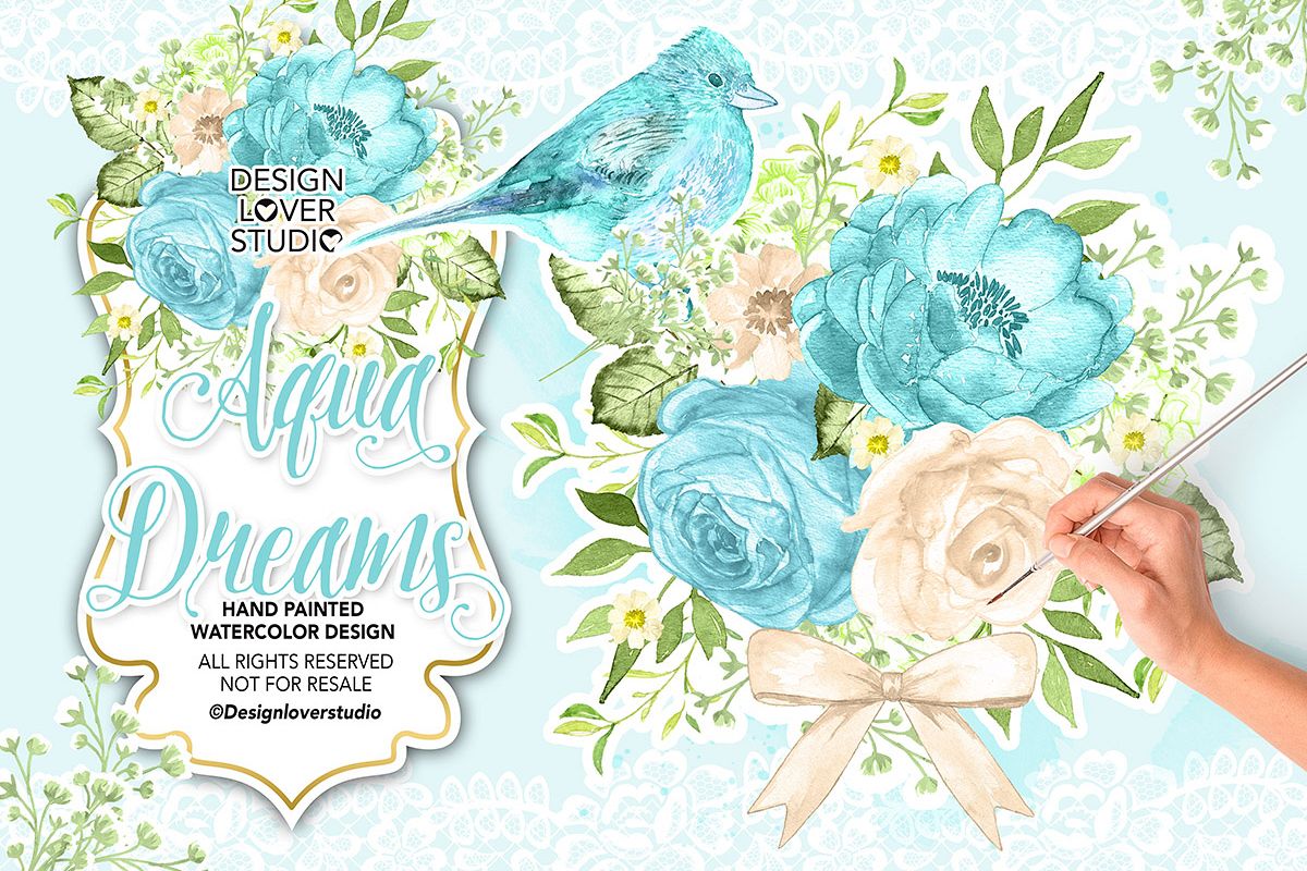 Watercolor AQUA DREAMS design example image 1