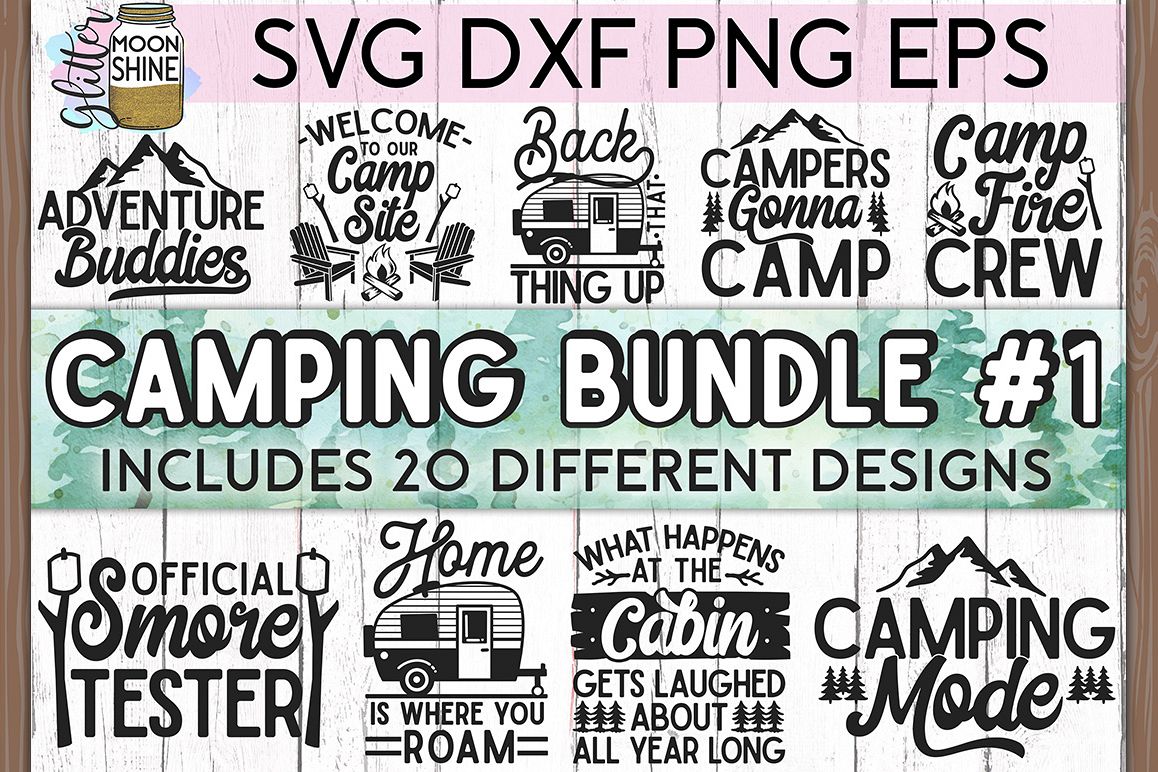 Camping Bundle of 20 #1 SVG DXF PNG EPS Cutting Files example image 1