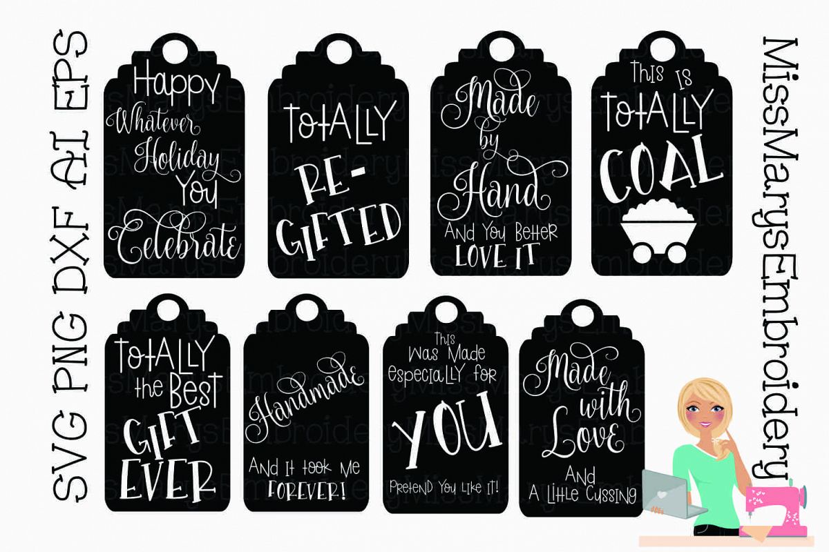 Snarky Christmas Gift Tags SVG Cutting File PNG DXF EPS AI (130114