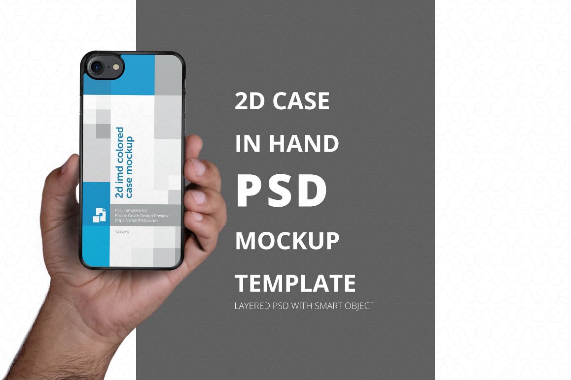 2d Phone Case in Hand PSD Mockup Template Iphone 7 example image 1