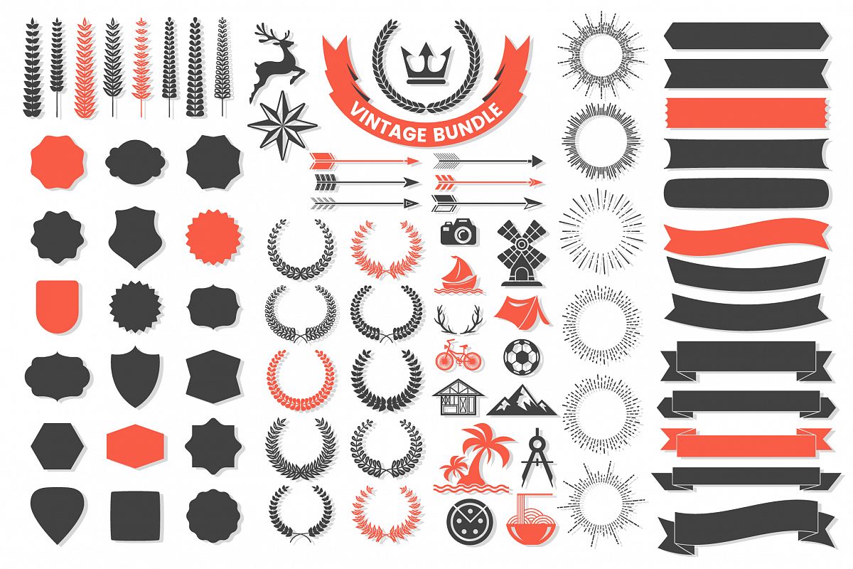 Vintage Badge & Objects Vector Set example image 1