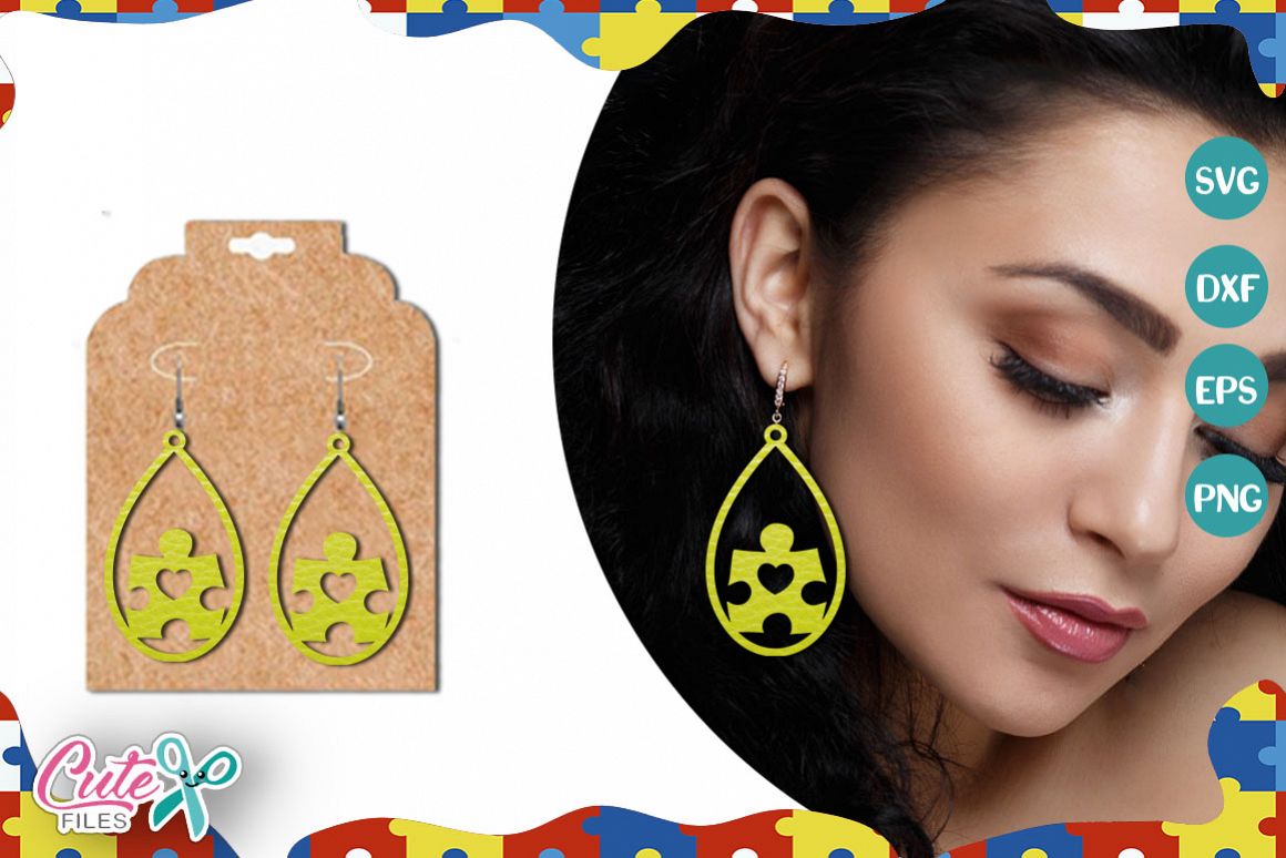 Download Tear Drop Earring Templante Autism Svg Cut File