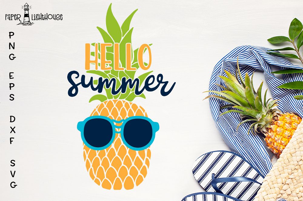 Hello Summer Pineapple svg - Beach Summer shirt design example image 1