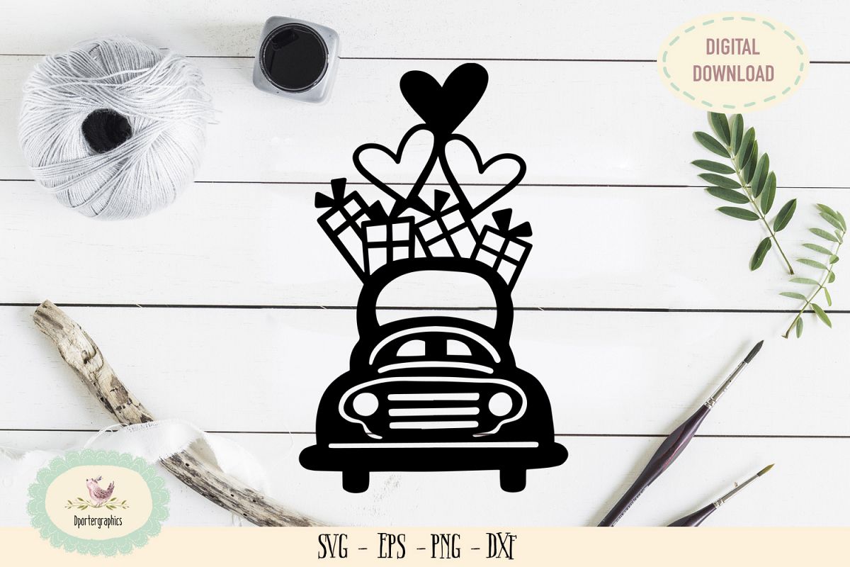 Heart gift truck SVG PNG wedding truck example image 1