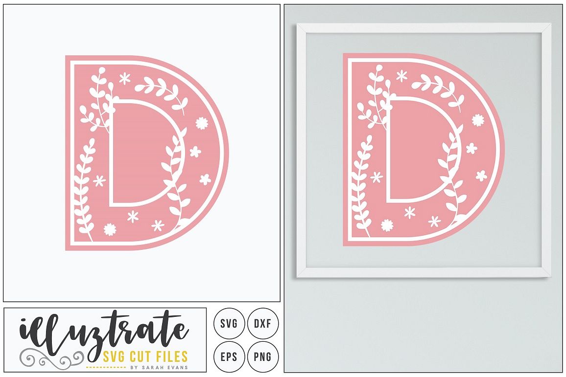 Letter D SVG Alphabet - DXF cut files - Vector Clipart example image 1