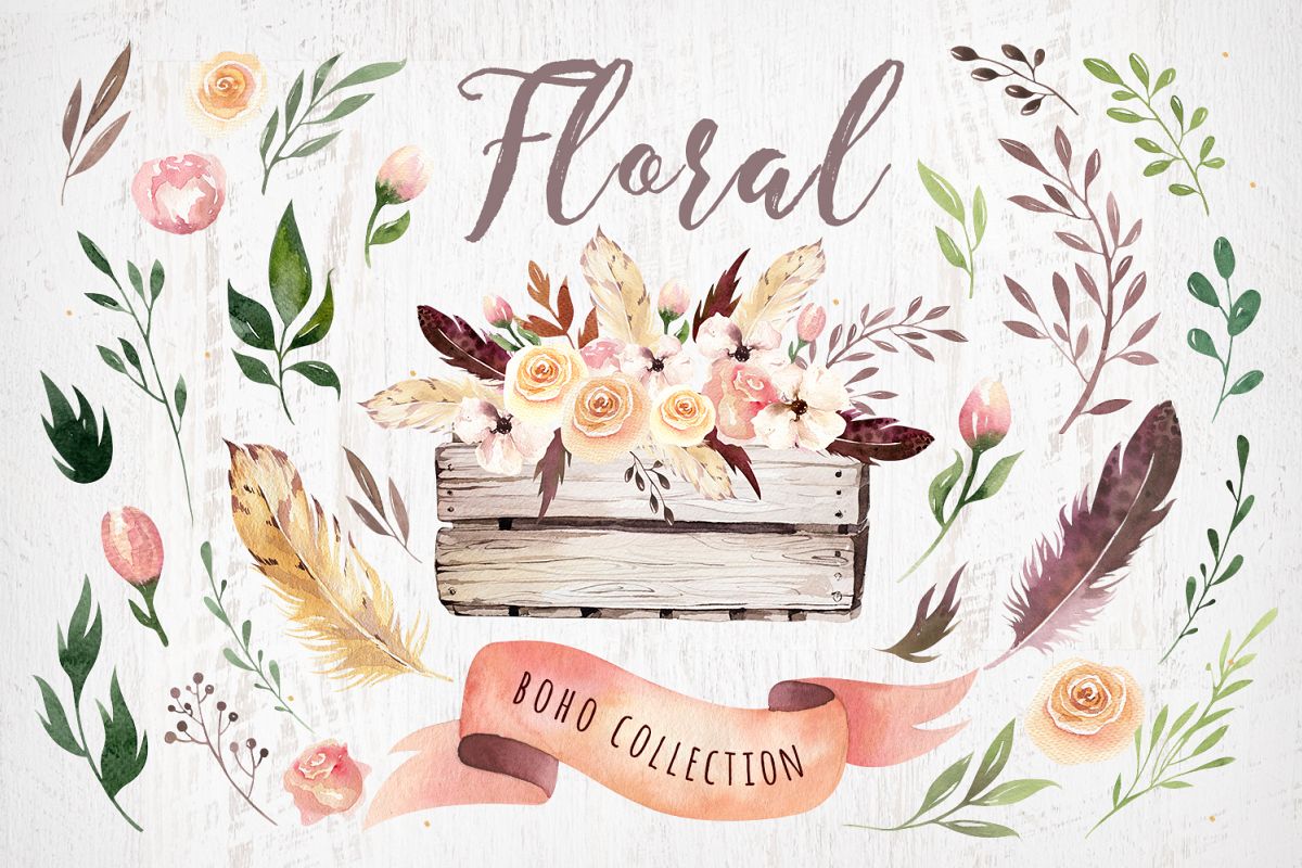 Bohemian watercolor collection II example image 1