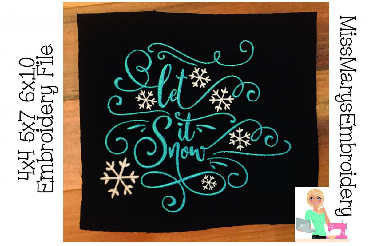 Let it Snow Embroidery Design example image 1