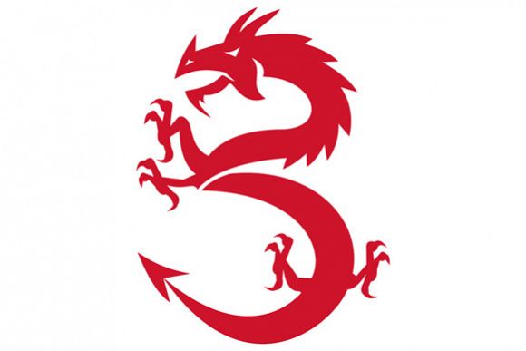 Red Dragon Prancing Silhouette Retro example image 1