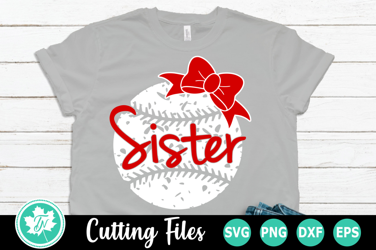 Grunge Baseball Sister - A Sports SVG Cut File example image 1