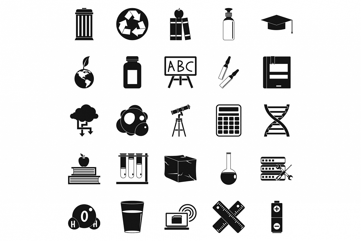 Element icons set, simple style example image 1
