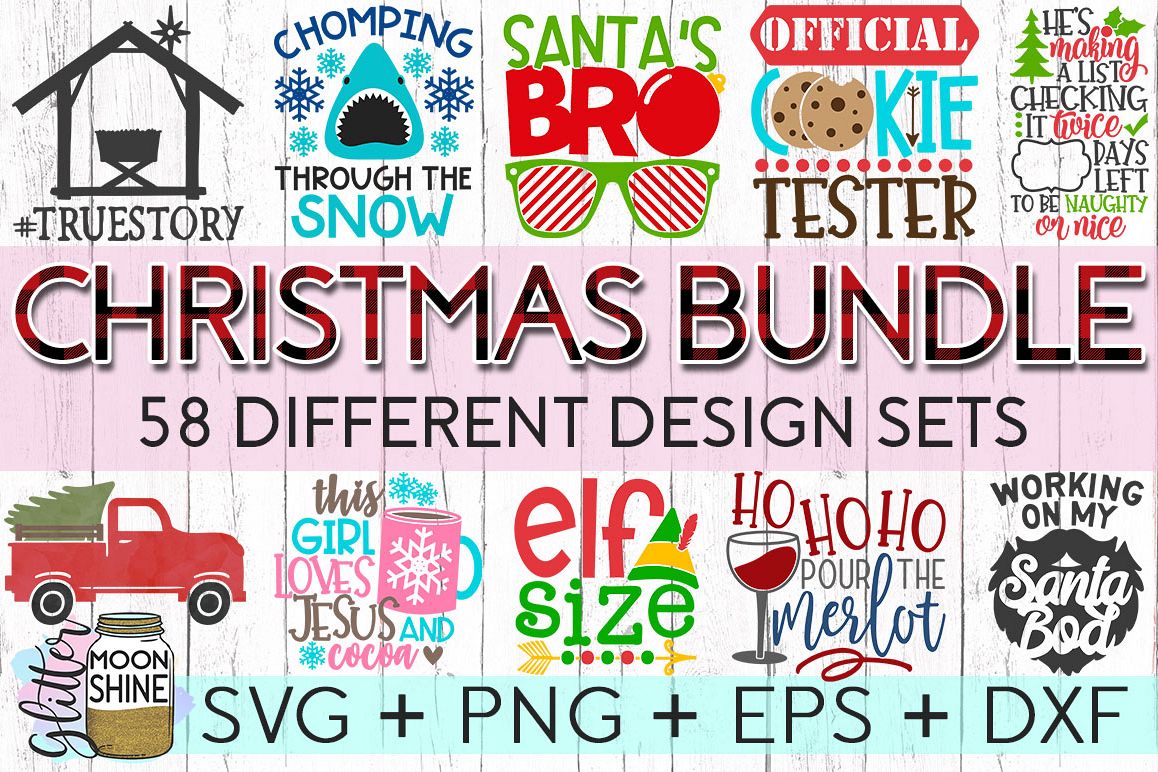 Giant Christmas Bundle of 58 SVG DXF PNG EPS Cutting Files example image 1