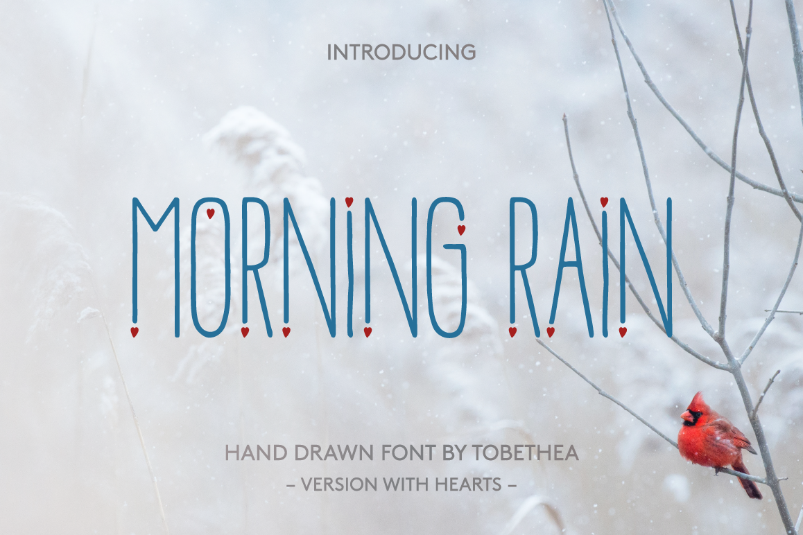 Morning Rain Font with Hearts example image 1