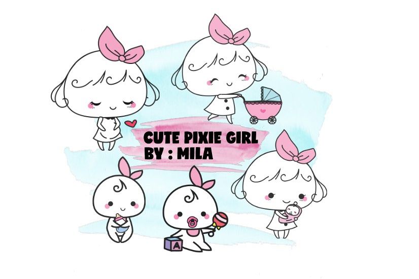 KAWAII GIRL CLIPART BUNDLE PNG example image 1