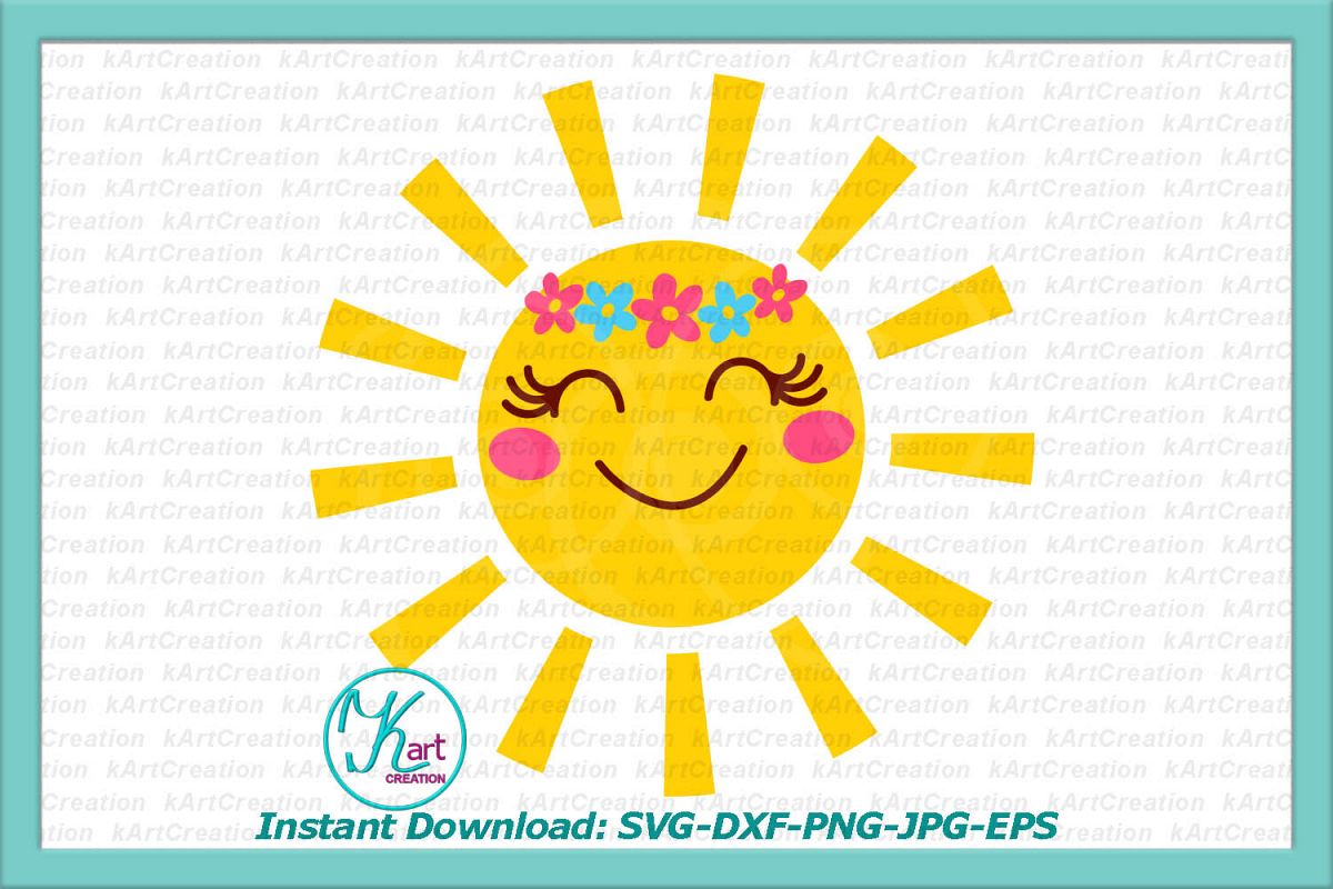 Sun with flowers SVG DXF cutting file Toddler shirt design example image 1