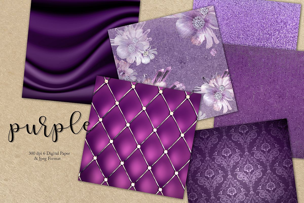 Valentines Purple Digital Paper example image 1