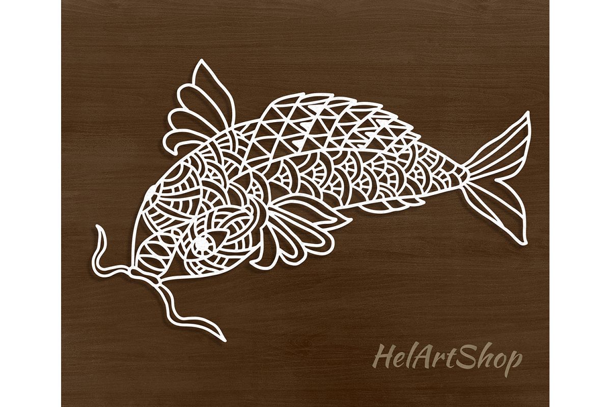 Zentangle catfish digital file. Mandala fish. example image 1