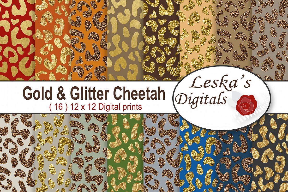 Gold & Glitter Cheetah Paper Pack example image 1