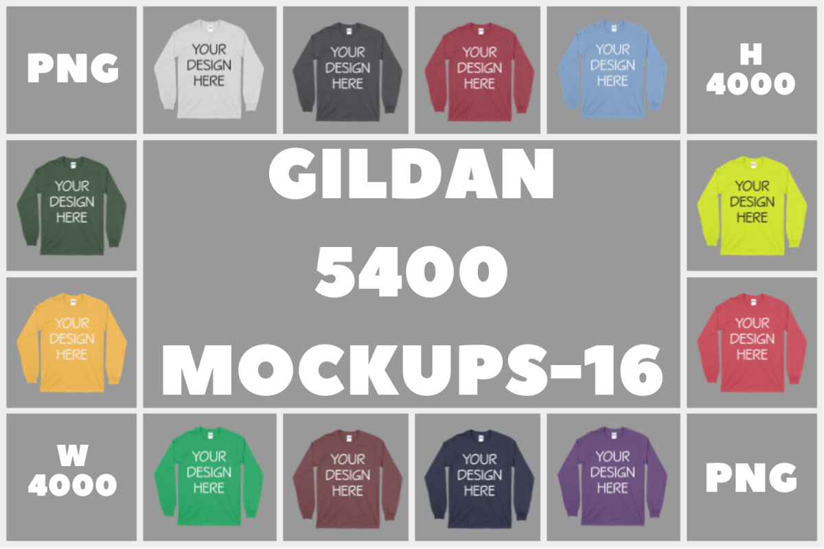 Gildan 5400 Long Sleeve Tshirt Mockups-16 example image 1
