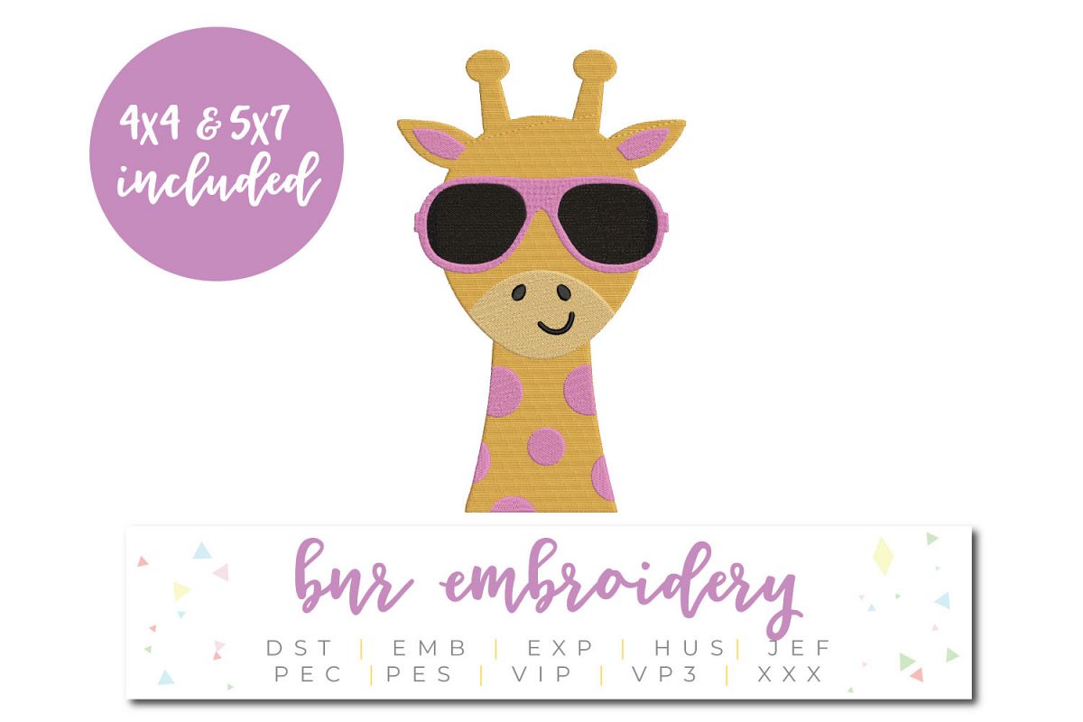 Giraffe Machine Embroidery Design, Animal Embroidery example image 1