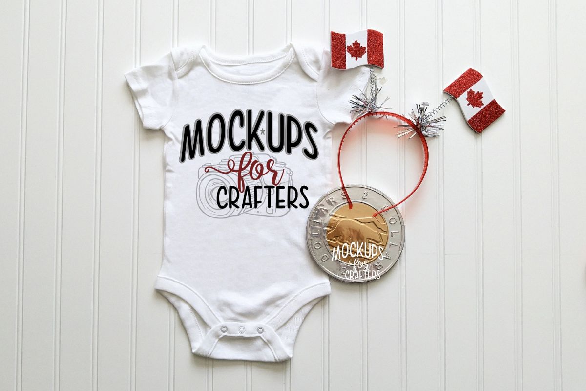 MOCK-UP - White one-piece baby onesie - Canadian themed example image 1