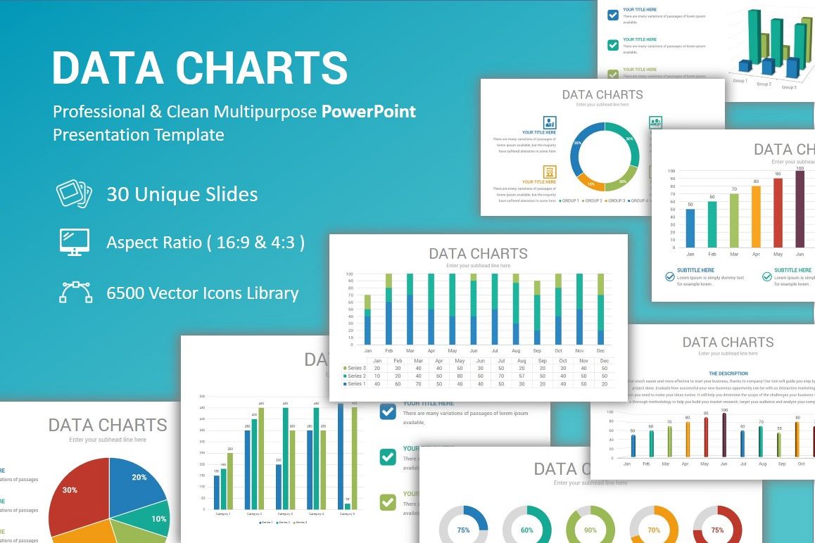 Data Charts PowerPoint Template example image 1