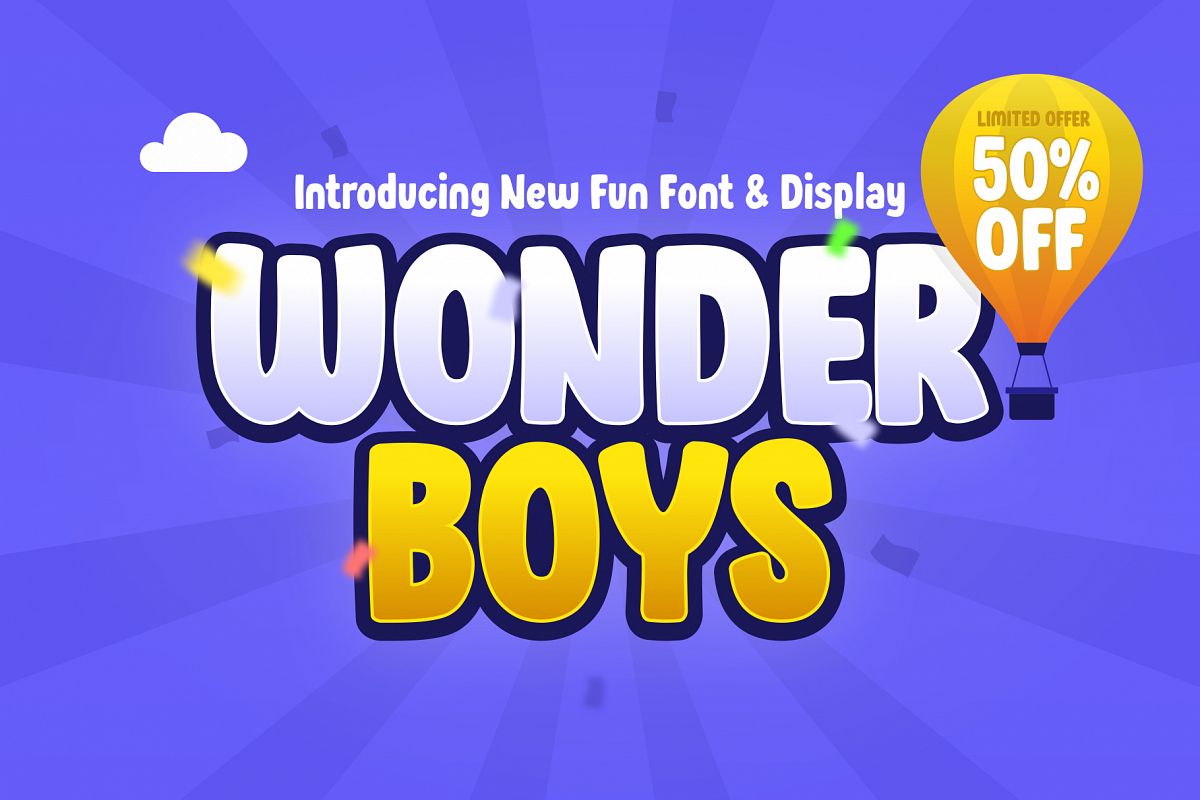 Wonder Boys - Fun Kids Font Display example image 1
