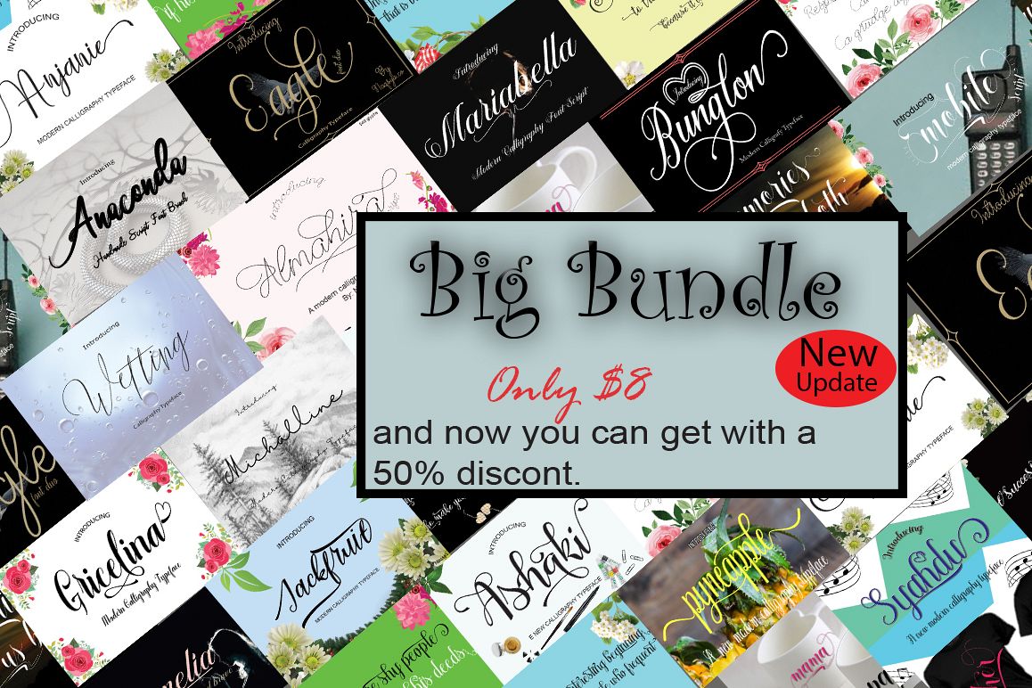 New Update Big Bundle nice collection of font script example image 1