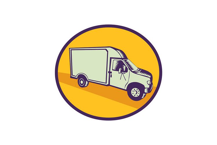 Closed Delivery Van Woodcut example image 1