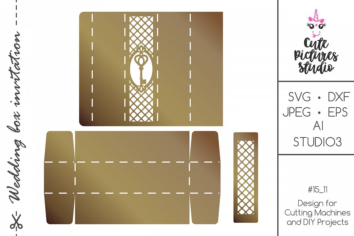 Laser paper cut scroll wedding invitation box SVG template
