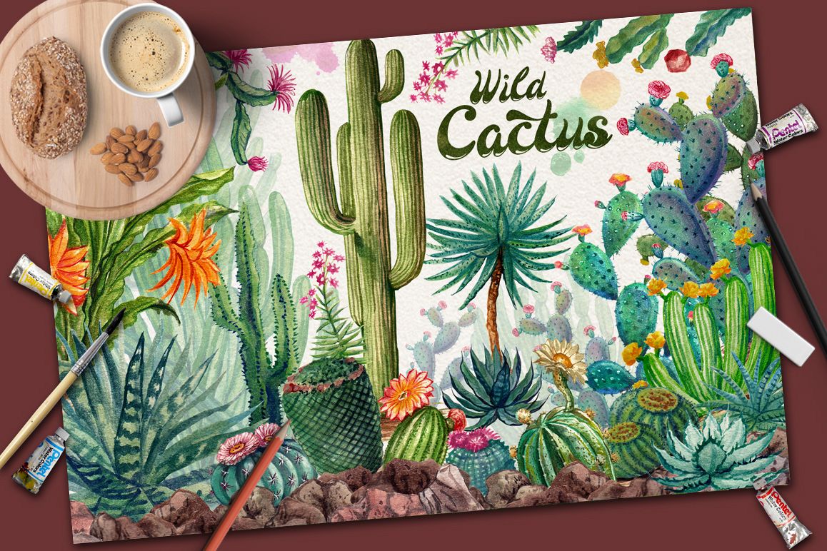 Watercolor Cactuses example image 1