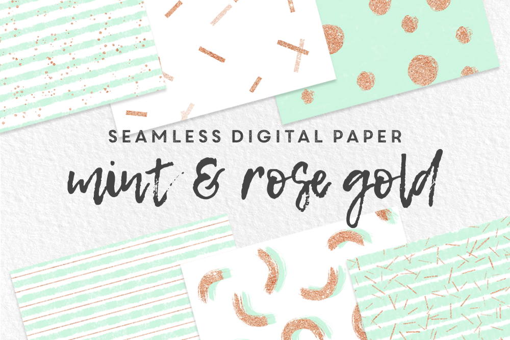Mint and Rose Gold Seamless Digital Paper example image 1