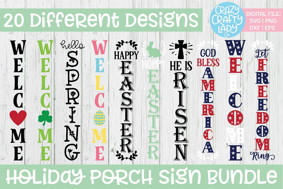 Holiday Porch Sign SVG DXF EPS PNG Cut File Bundle example image 1