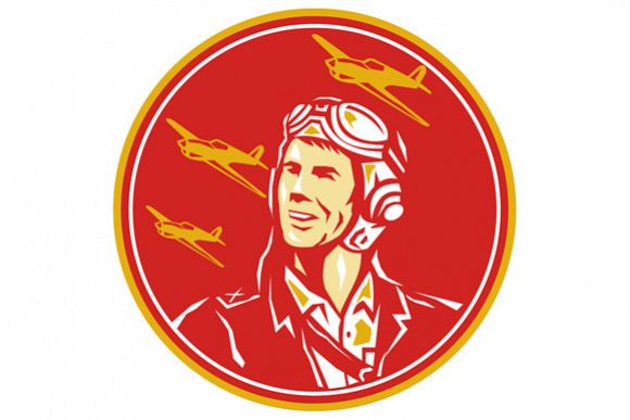 World War 2 Pilot Airman Fighter Plane Circle Retro example image 1