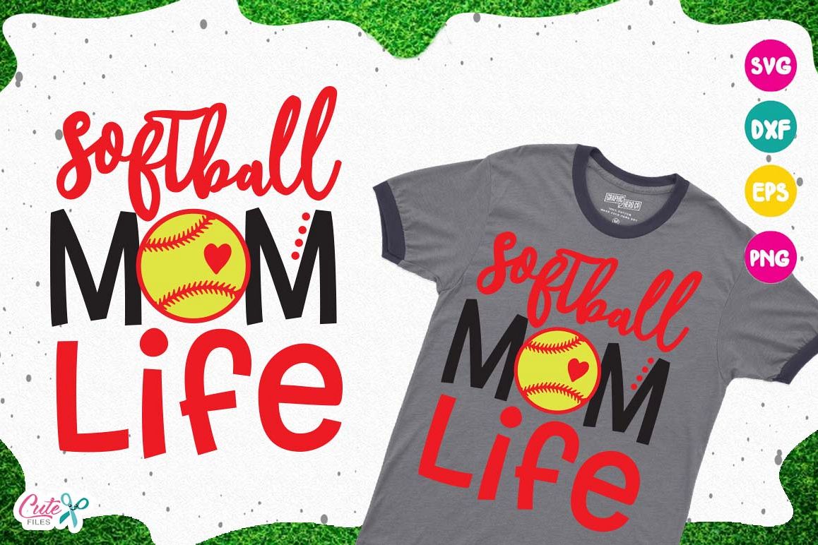 Softball mom life SVG, cut files for craftter example image 1