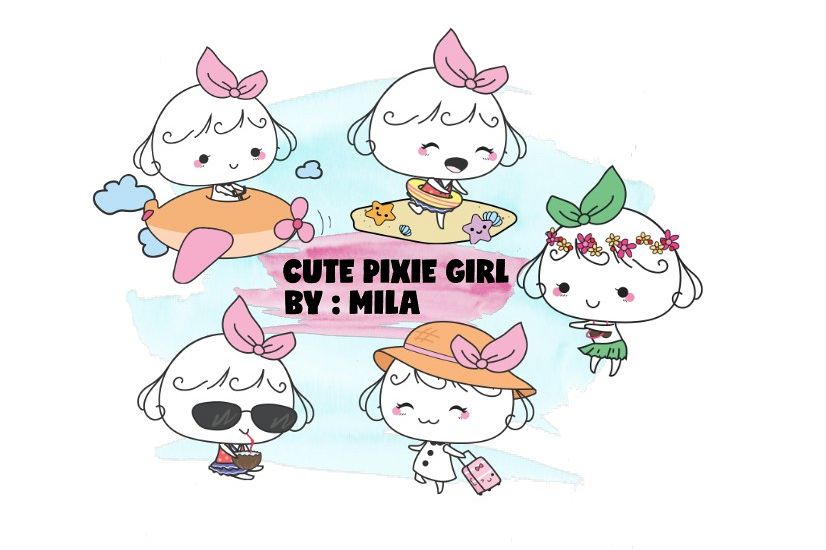 KAWAII GIRL CLIPART BUNDLE PNG example image 1