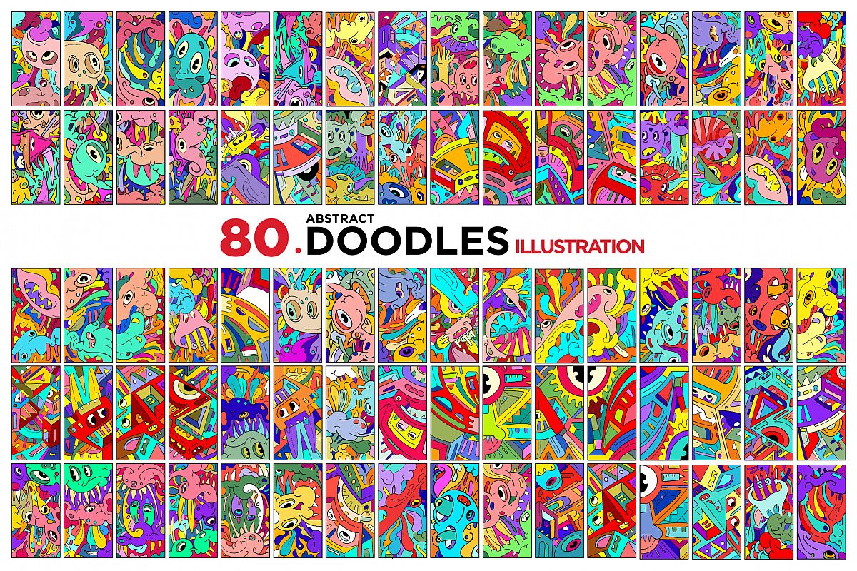 80 Cartoon Doodle Illustrations example image 1