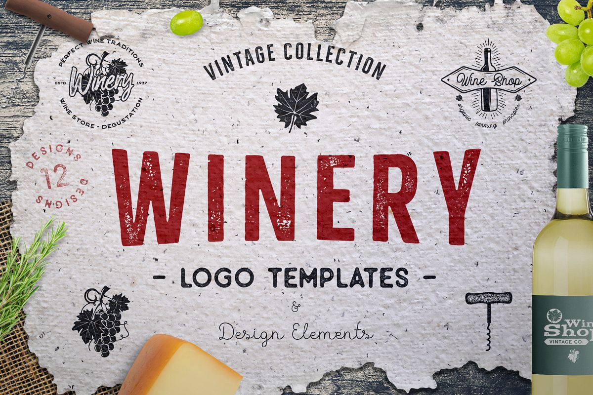 Winery Logo Designs & Wine Elements example image 1