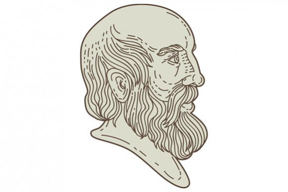 Plato Greek Philosopher Head Mono Line example image 1