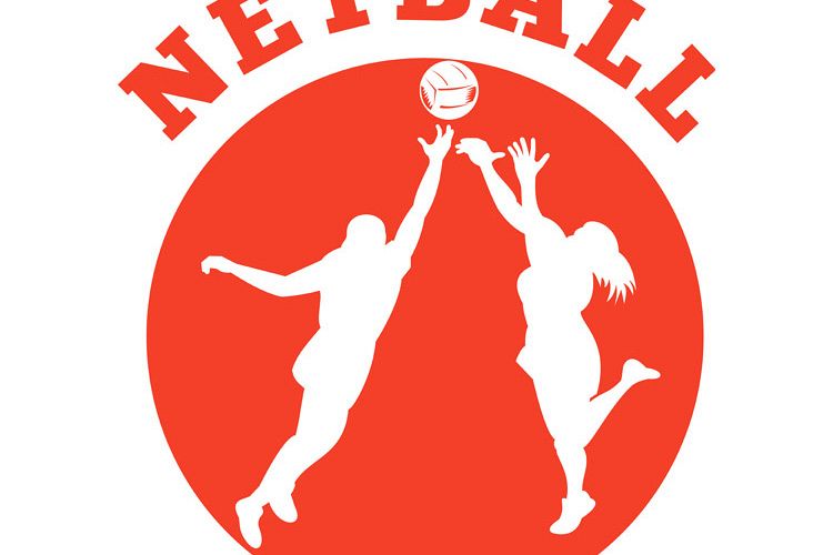Netball player rebounding for ball example image 1