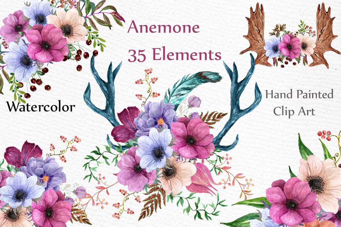 Watercolor floral elements example image 1