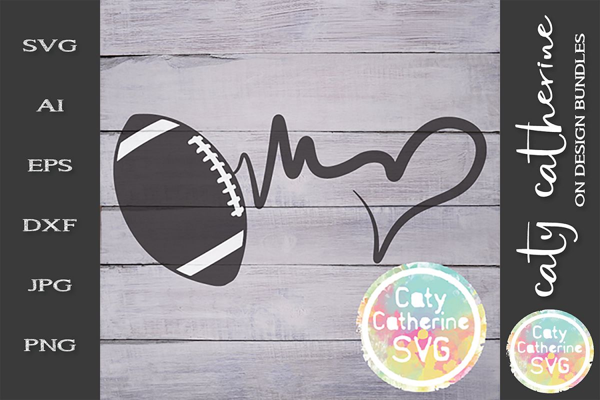 Heartbeat Love Heart American Football SVG Cut File example image 1