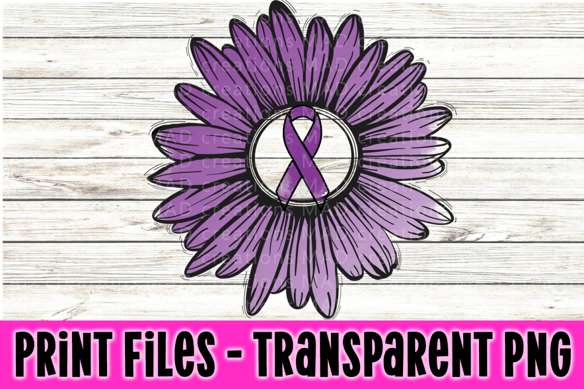 Purple - Rustic Sunflower with Awareness Ribbon example image 1